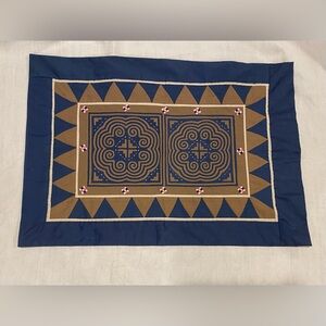 Vintage Hand Appliquéd Quilt Fabric Square pillow case w/ zipper&hand embroidery